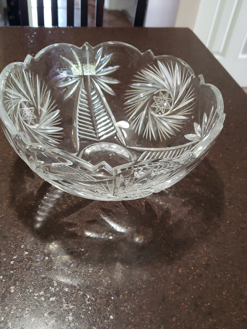 BOHEMIA TRADING LEAD CRYSTAL STAR PINWHEEL PATTERN BOWL CZECH REPUBLIC